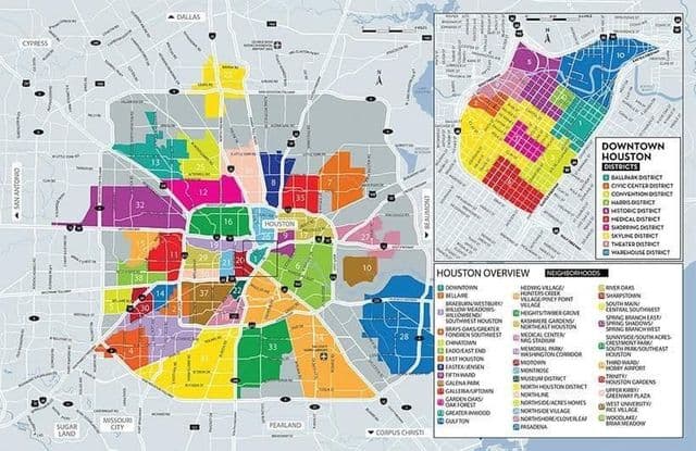 Mapa de los barrios de Houston