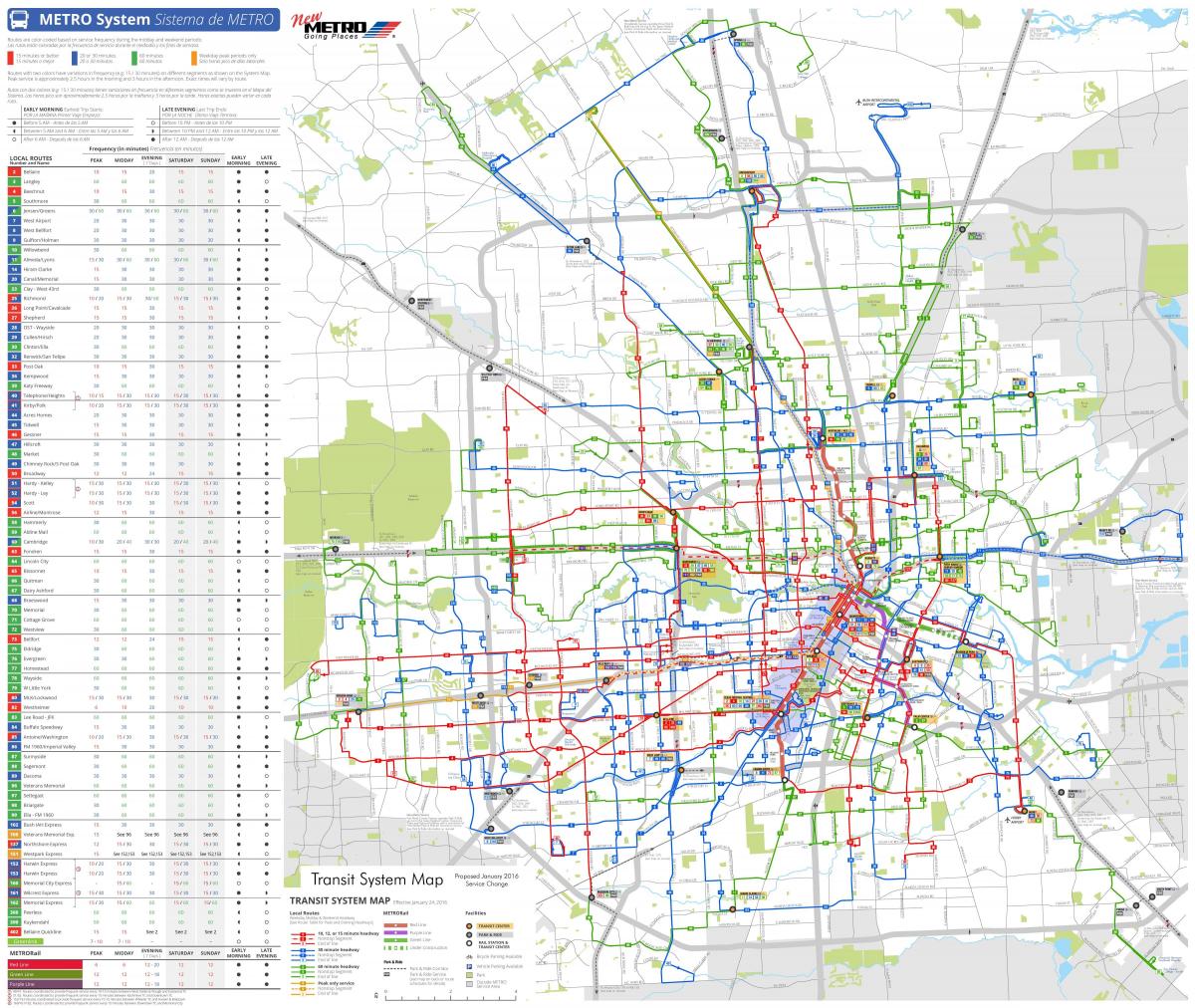 Mapa de la estación de autobuses de Houston