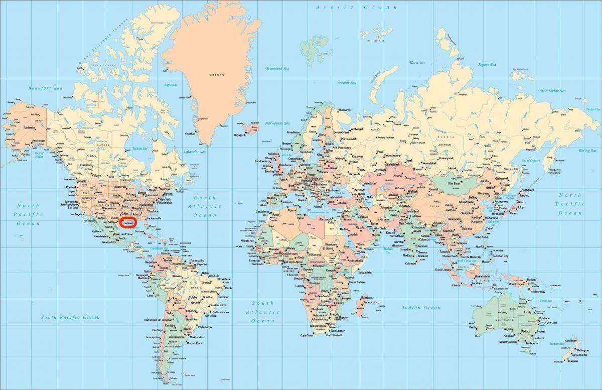 Ubicación de Houston en el mapa mundial