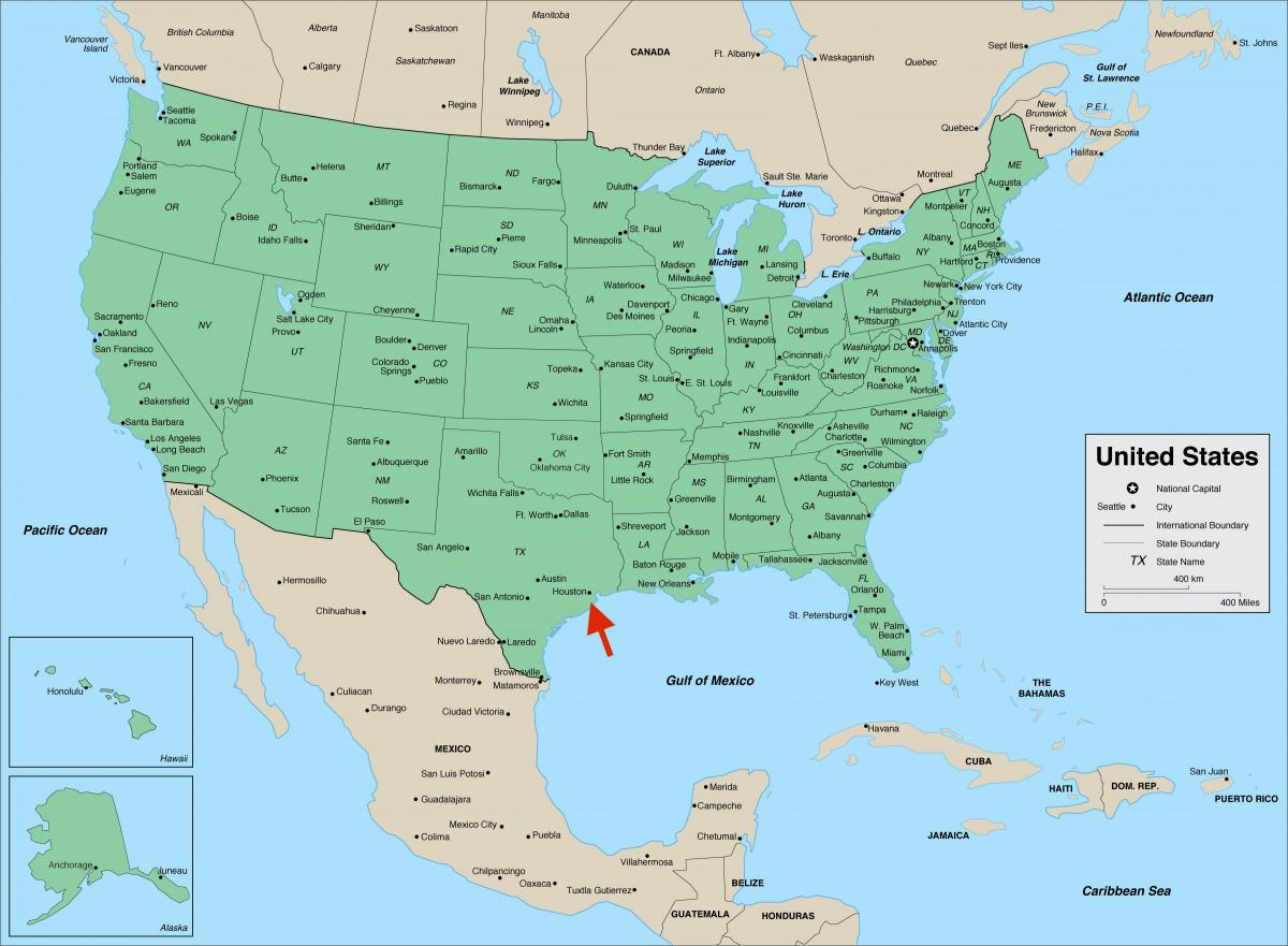 Houston en el mapa de Texas - EEUU