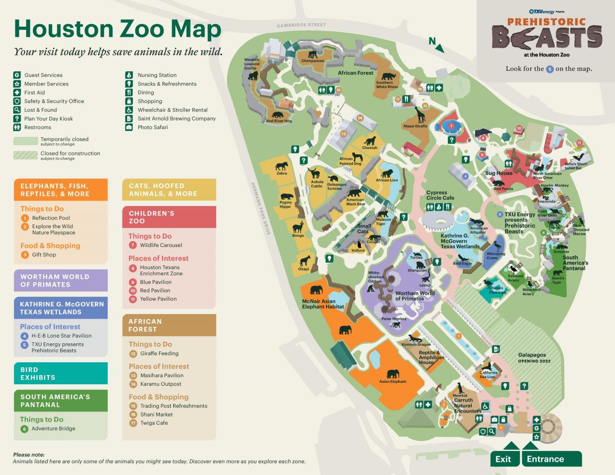 Mapa del parque zoológico de Houston