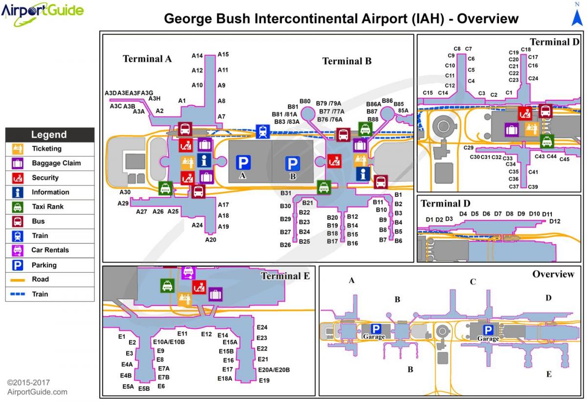 Mapa de la terminal del aeropuerto de Houston