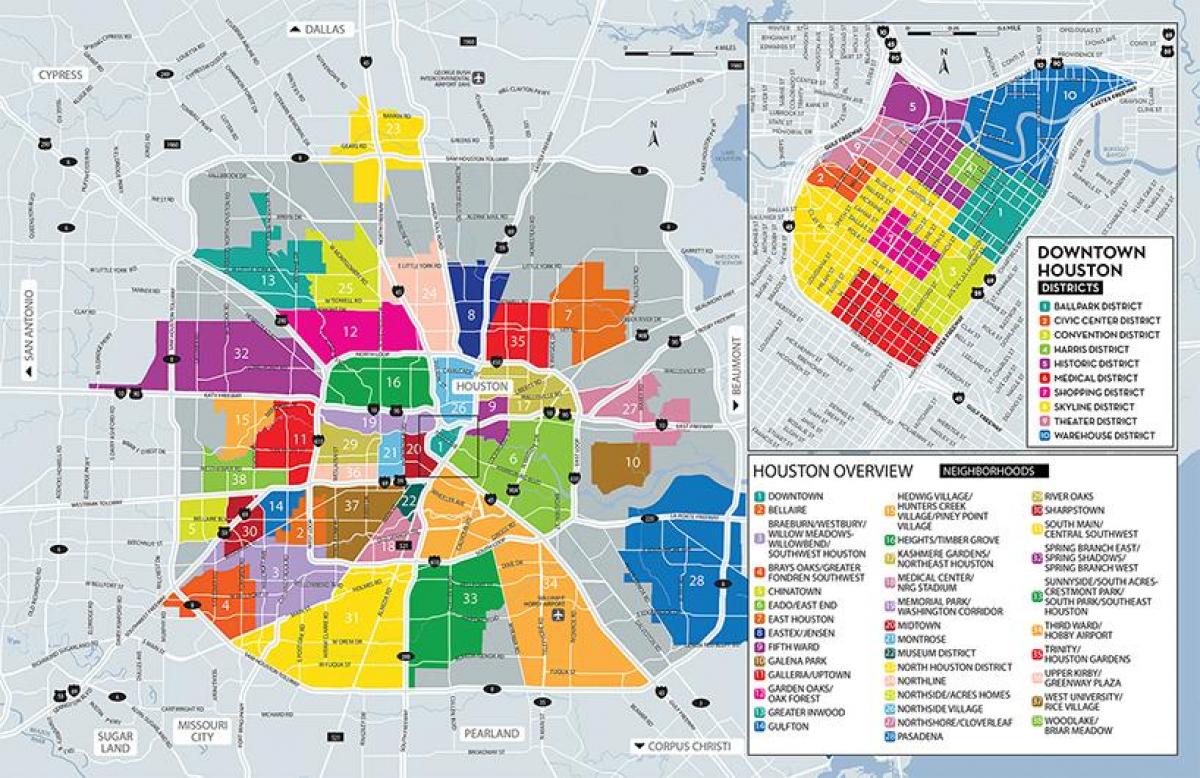 Mapa de los barrios de Houston